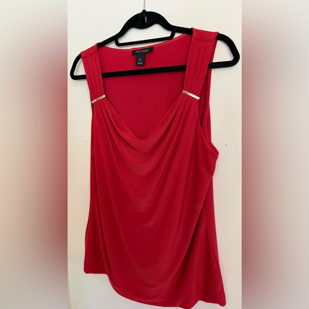 White House Black Market Red Draped Tank Top